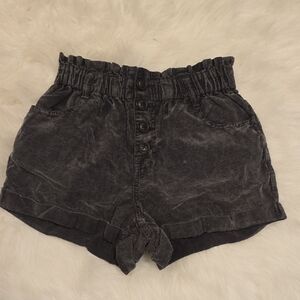High Waist Grey Corduroy Women's Shorts
